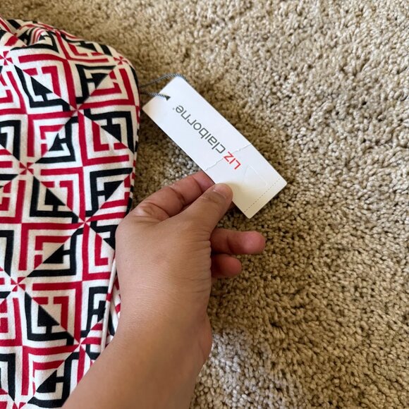 NWT Liz Claiborne Women's Geometric Artsy Size XL V Neck Sweater Futuristic - Picture 3 of 7